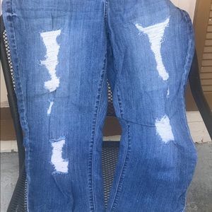 Jennifer Lopez medium color denim boyfriend jeans